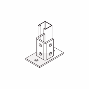 Base Rectangular con 2 perforaciones para Perfil Sencillo.
