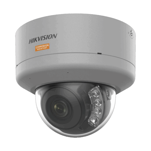 [Dual Light + ColorVu] Domo IP 4 Megapixel / Lente 2.8 mm / Polimero Anticorrosivo (Ideal para Zonas Costeras o Alta Salinidad) / 40 Mts IR + 40 Mts Luz Blanca / 2 Micrófonos Integrados / WDR 130 dB / IP68 / IK10 / Micro SD