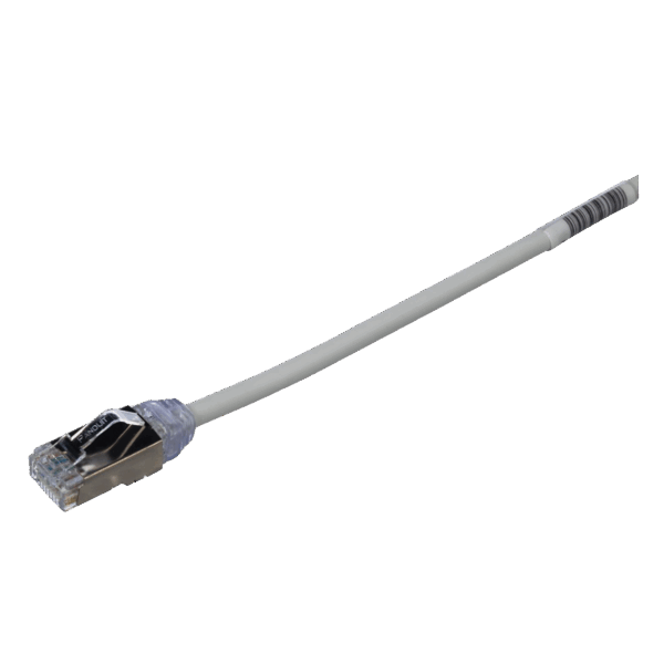 Patch Cord Cat6A, Diametro Reducido 28 AWG, Blindado S/FTP, CM/LS0H, 2 m, Color Gris