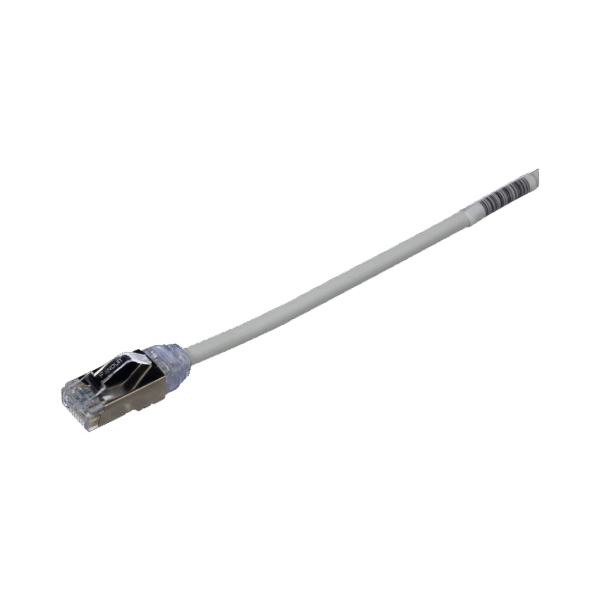 Patch Cord Cat6A, Diametro Reducido 28 AWG, Blindado S/FTP, CM/LS0H, 1 m, Color Gris