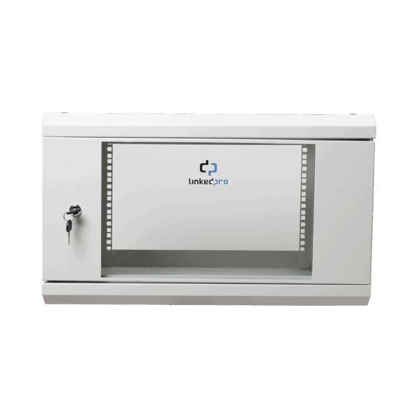 Gabinete de Pared de 6U con Puerta de Cristal Templado, 455 mm de Profundidad Total, Rack de 19'', Acero Reforzado Color Gris Mate