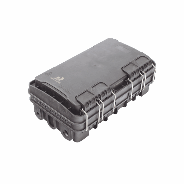Caja de Distribución de Fibra Óptica para 24 Empalmes, con 8 acopladores SC/APC simplex, Exterior IP65, Color Negro