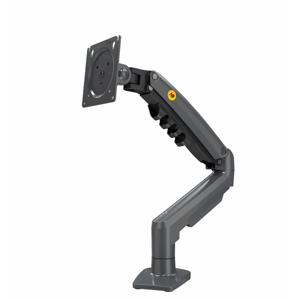 Brazo Ajustable para Monitor Ergonómico / Compatible con Monitores de 17" - 30" / Capacidad de Peso hasta 9 kg / Rotación 360° / Inclinación +85° a  -30° / Giro 180° / Ajuste de Resorte de Gas / Color Gris