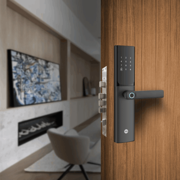 Cerradura Digital JULIUS / Sensor de Huella con Inteligencia Artificial / Registro de 100 Huellas y 100 Códigos / Bloqueo Automático / Modo Niños / IP54 / Incluye 2 Llaves de Alta Seguridad y 4 Tarjetas MIFARE
