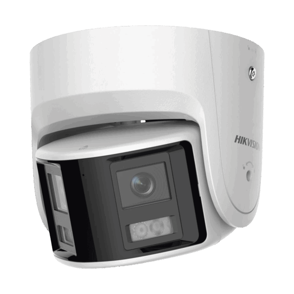[FlexVu] [PROTECCIÓN ACTIVA] Turret IP 4 Megapixel / 2 Lentes de 2.8 mm (Imagen Panorámica 180°) / 30 mts IR / Exterior IP67 / Luz Intermitente y Alerta de Audio / Audio Bidireccional / ACUSENSE / WDR 120 dB / Micro SD