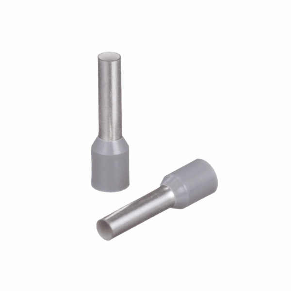 Ferrule Aislado para cabldes 12 AWG, Pin de 12mm de Longitud, Mango Color Gris, Paquete 100Pz