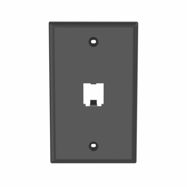 Placa de Pared Vertical Clásica, Salida Para 1 Puerto Mini-Com, Color Negro