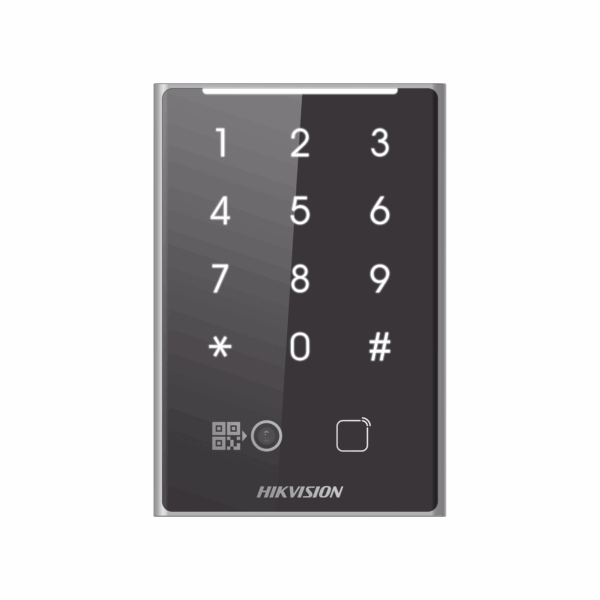 Lector de Tarjetas PROX EM y de Códigos QR / Teclado para Contraseña / Compatible con Controladores DSK2600 Series Hikvision / Comunicación RS485 y WIEGAND
