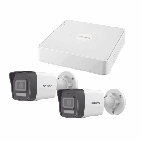 Kit IP 1080p (2 Megapixel) / NVR de 4 Canales con 4 Puertos PoE / 2 Cámaras Bala IP con Microfono Integrado / ColorVu Lite y ACUSENSE Lite