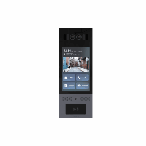 Frente de Calle Antivandálico IK10 / Incluye montaje / Administración 100% en la Nube / Notificación a APP / Llamada Telefónica / ANDROID / SIP / ONVIF /Reconocimiento Facial / QR y PIN para Visitas / IP66 / Bluetooth / NFC