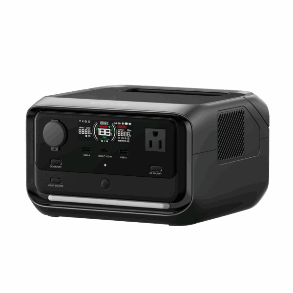 EcoFlow River 3 Plus | Estación de Energía Portátil 286Wh Litio LFP / 4 AC 800W (Max. 1600W) / 1 USB-C 100W / 3 USB -A 12W / Cargador de Coche 10A, 126W Max. / Conectividad WiFi y Bluetooth (App) / Carga Solar 220W Max.