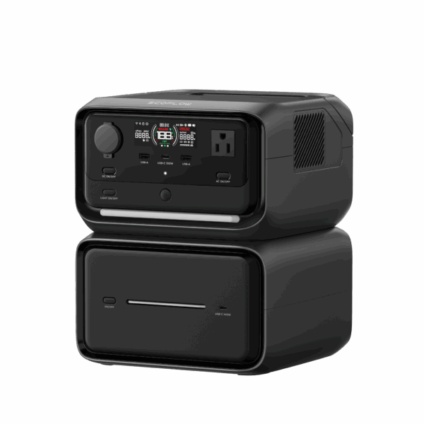 EcoFlow River 3 | Estación de Energía Portátil 245Wh Litio LFP / 2 AC 300 W (Max. 550W) / 1 USB-C 100W / 2 USB -A 12W / Cargador de Coche 8A a 12 o 24V / Conectividad WiFi y Bluetooth (App) / Carga Solar 110W Max.