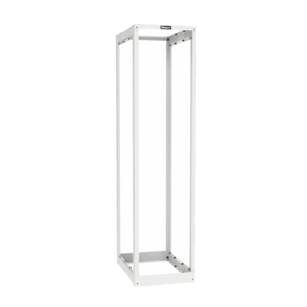 Rack de Cuatro Postes Estándar de 19", Rieles Roscados #12-24, Profundidad Ajustable de 23 a 42 in, 45 Unidades de Rack, Color Blanco