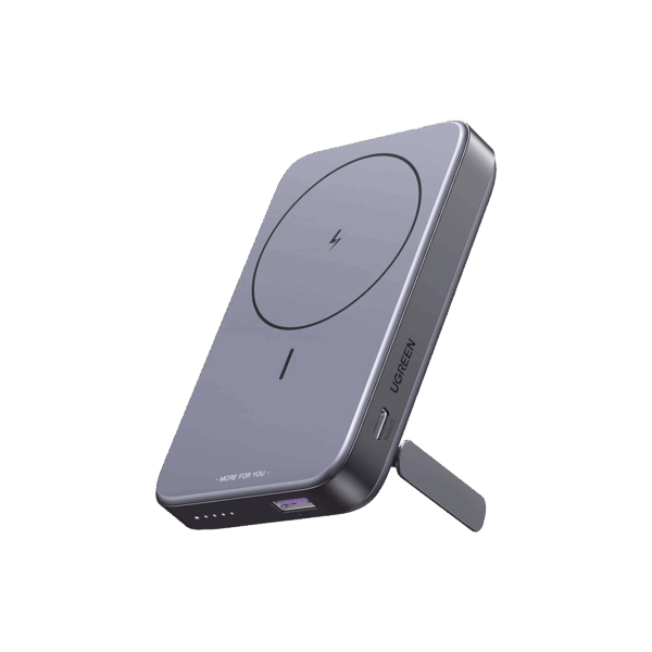 Power Bank MagSafe de 10000mAh NEXODE | 20W | 1 USB-C | 1 USB-A | Carga Rápida bidireccional | Soporta modo Standby | Soporte Plegable |  Ultra Delgado | Ultra ligero | Compatible con iPhone 15/14/13/12 | Color Gris.