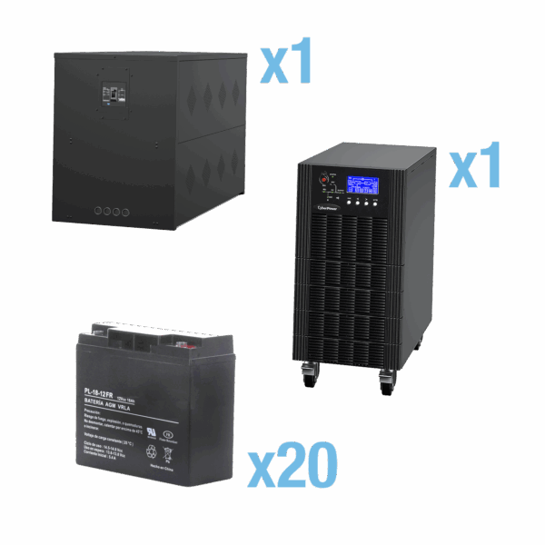 UPS Trifásico de 15 kVA/15 kW, Topología Online Doble Conversión, Voltaje de 208/220 Vca de L-L, Respaldo de 5 Minutos al 100% de Carga, Incluye Módulo y Banco de Baterías