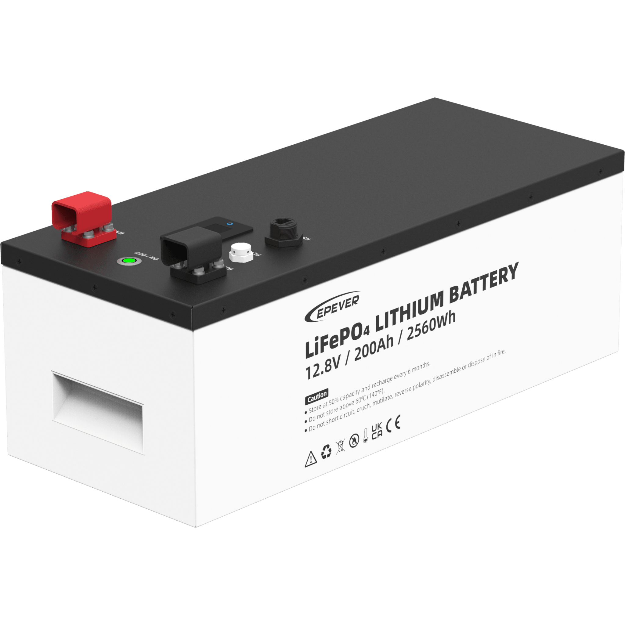 Batería de litio LiFeO4 12.8Vcc, 200Ah, 2.56Kwh, Pantalla LCD para Monitoreo Local, Carcasa Metálica