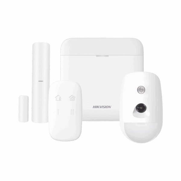 (AX PRO) KIT de Alarma AX PRO / Incluye: 1 Hub con bateria de respaldo / 1 Sensor PIR con Cámara / 1 Contacto Magnético / 1 Control Remoto / WiFi / Compatible con Hik-Connect P2P