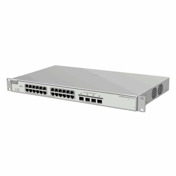 Switch Administrable PoE Capa 2+ Plus, con 24 puertos Gigabit PoE 802.3af/at + 4 SFP+ para fibra 10Gb, gestión gratuita desde la nube, 370w