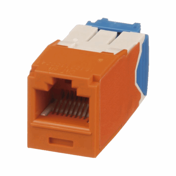 Conector Jack RJ45 Estilo TG, Mini-Com, Categoría 6A, de 8 posiciones y 8 cables, Color Naranja