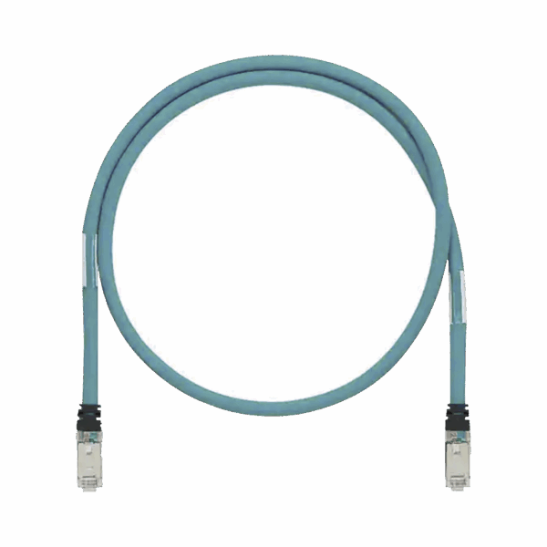 Patch Cord Cat6A de Grado Industrial 600V, Blindado SF/UTP, Calibre 26 AWG, Color Aqua, 2 m