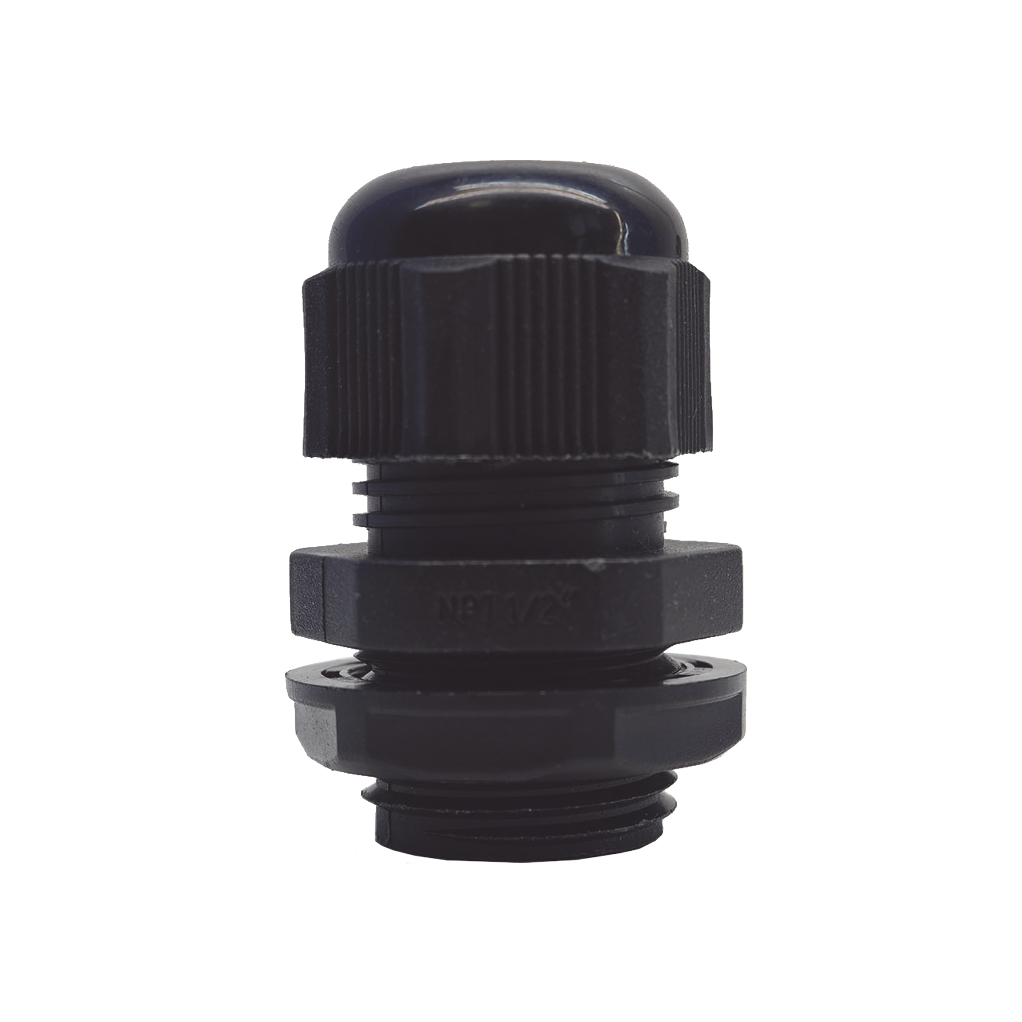 Conector Plástico Negro Tipo Glándula para Rosca NPT 1/2"