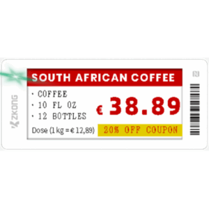 Etiqueta Electrónica de Estantería ZKE29B / Pantalla EPD Grá...